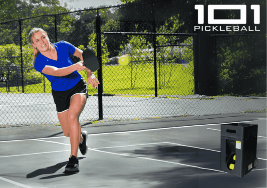 101 Pickleball Player Playing with a Pickleball Machine