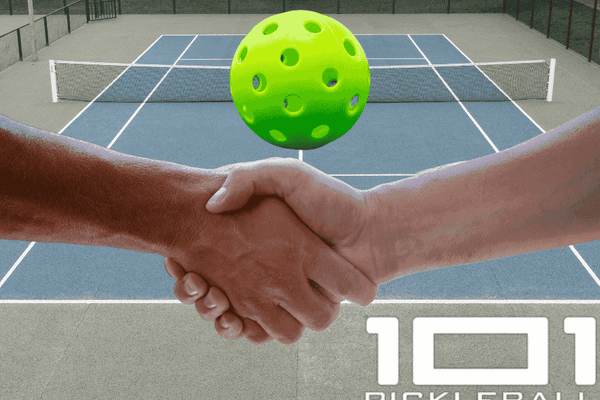 Shaking hands as pickleball etiquette