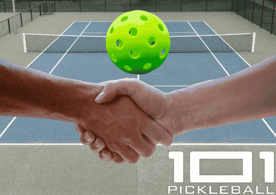 Shaking hands as pickleball etiquette